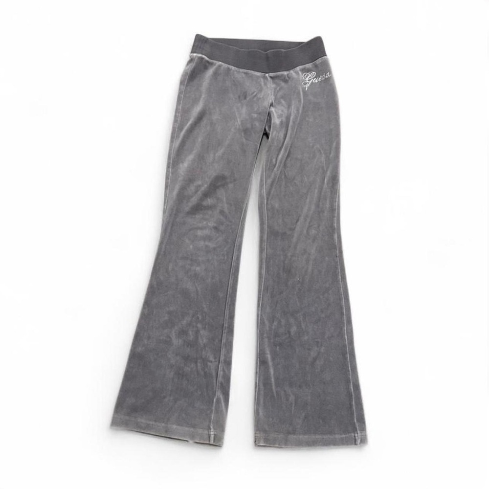Guess Charcoal Grey Velour Flare Pants